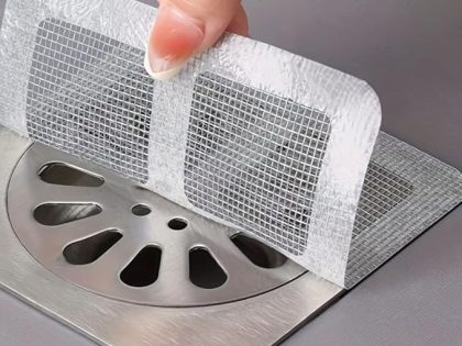 Kit 10 Filtros Adesivos Descartáveis para Ralo, 10x10cm, Proteção Contra Entupimento Pias, Banheiros e Lavanderia. Anti Insetos e Baratas